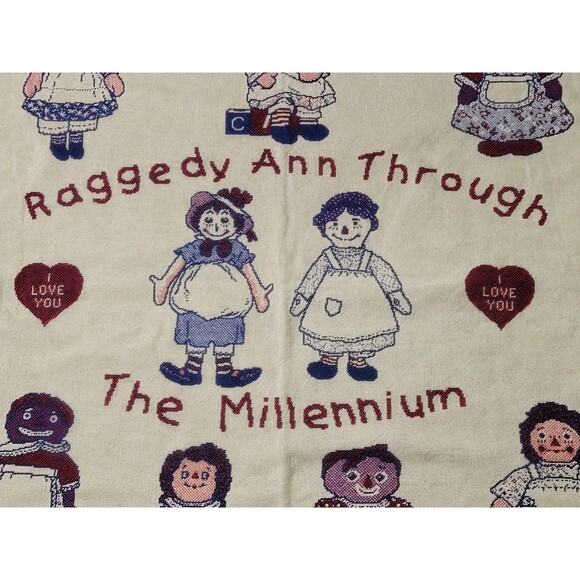 Vtg 1999 Raggedy Ann Tapestry Throw Simon & Schuster USA 85th Anniversary Years - Picture 3 of 7